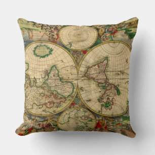 Cojín Decorativo Mapas antiguos de mapas del mundo antiguo