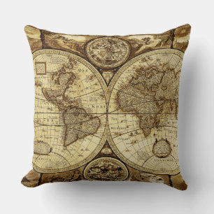 Cojín Decorativo Mapas antiguos del mundo Hermosos