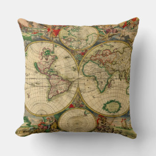 Cojín Decorativo Mapas antiguos del mundo Mapas antiguos