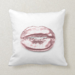 Cojín Decorativo Maquillaje blanco de los labios del beso del