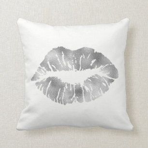 Cojín Decorativo Maquillaje blanco de los labios del beso del