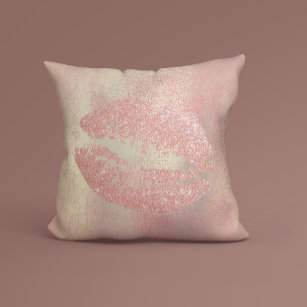 Cojín Decorativo Maquillaje de los labios de un Purpurina rosado Ro