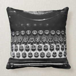 Cojín Decorativo Máquina de escribir blanco y negro