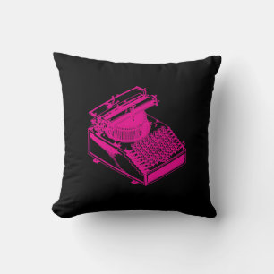 Cojín Decorativo Máquina de escritura de tipo magenta