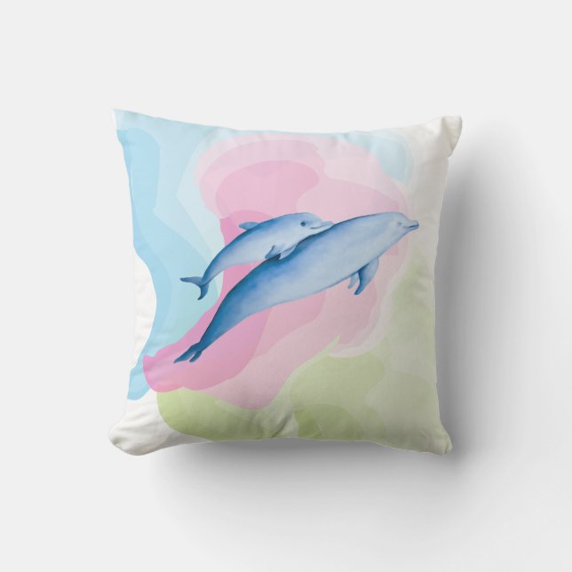 Cojín Decorativo Mar asombroso con delfines (Anverso)