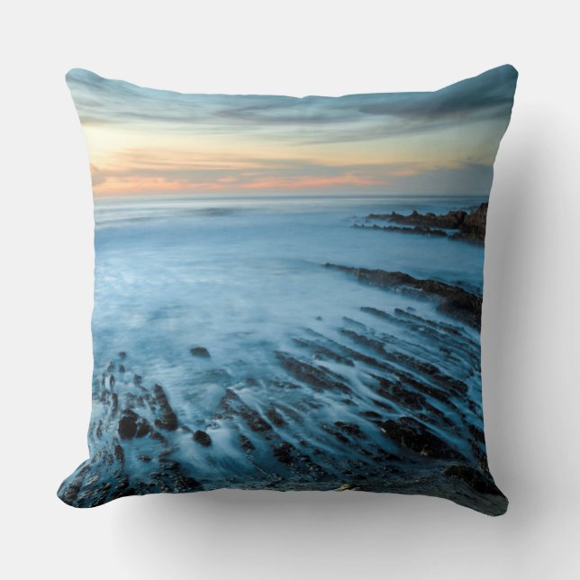 Cojín Decorativo Mar azul al atardecer, California (Anverso)