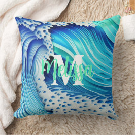 Cojín Decorativo Mar de Azul Monogramado