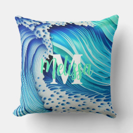 Cojín Decorativo Mar de Azul Monogramado