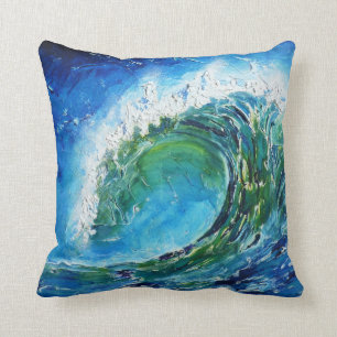 Cojín Decorativo Mar del océano de la onda de la pintura al óleo
