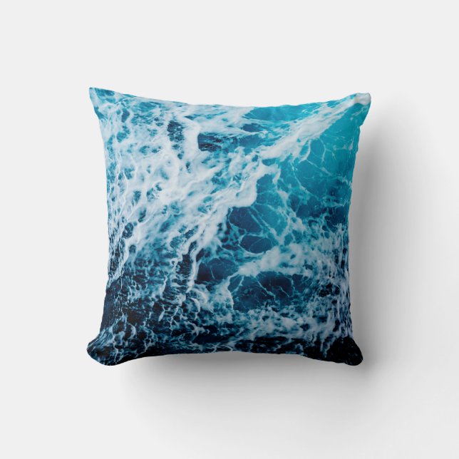 Cojín Decorativo Mar rápido en barco de vela. Dramática e imagen (Anverso)