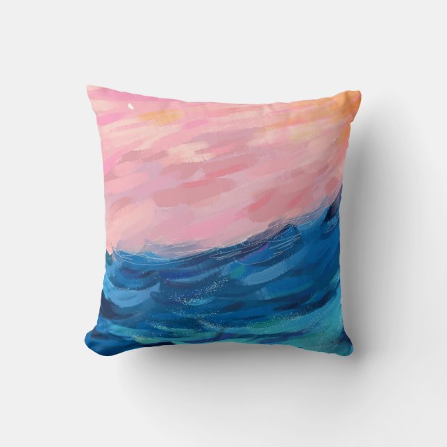 Cojín Decorativo Mar y cielo rosa. (Anverso)