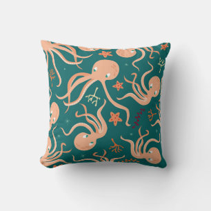 Cojín Decorativo Maravillas Subacuáticas: Baile Starfish Octopus