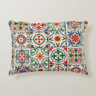 Cojín Decorativo Maravilloso patrón impecable blanco colorido marro