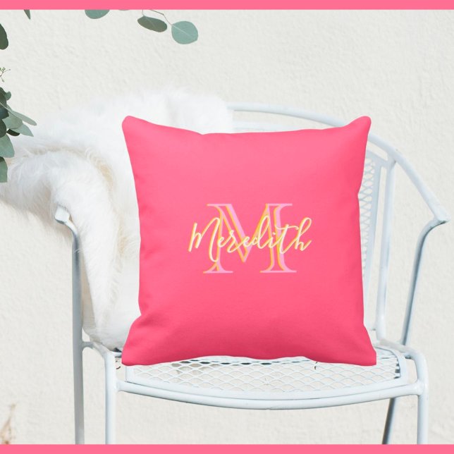 Cojín Decorativo Maravilloso Personalizado Lilac Rosa Monograma (Subido por el creador)