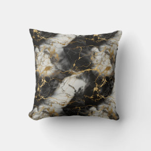 Cojín Decorativo Marble de lujo blanco, dorado y negro elegante