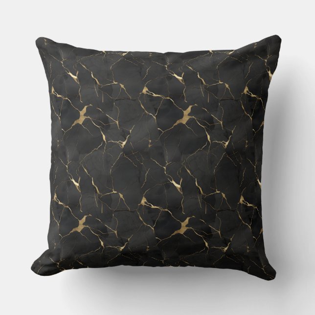Cojín Decorativo Marbleized Black & Gold Luxury (Anverso)