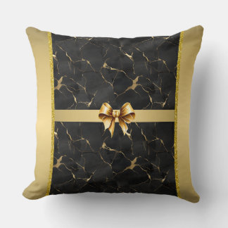 Cojín decorativo Marbleized Black & Gold Luxury