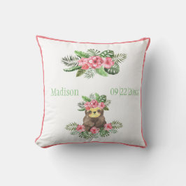 Cojín Decorativo Marca floral hawaiana rosada Cute Nombre animal Fe