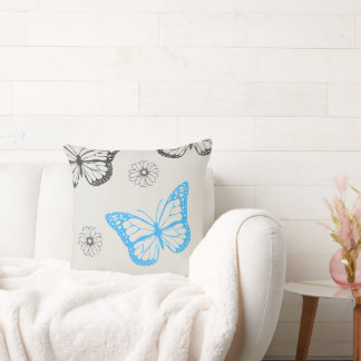 Cojín Decorativo Marcador del patrón de mariposa con florido Beige