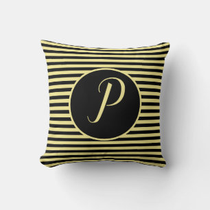 Cojín Decorativo Marco amarillo Monograma Letra Stripes Cushira