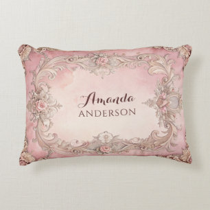Cojín Decorativo Marco antiguo de Grunge rosa