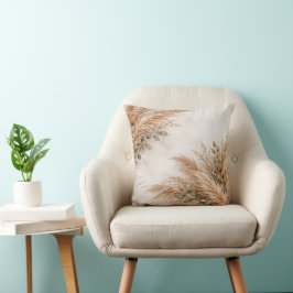 Cojín Decorativo Marco Botánico de Pampas Beige Neutro y Salvia