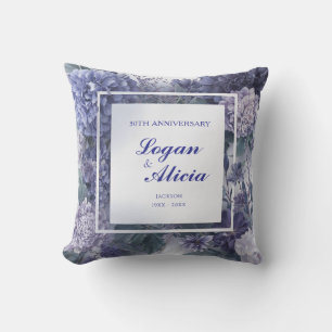 Cojín Decorativo Marco Cuadrado Monocromo Floral Lavanda Azul Polvo
