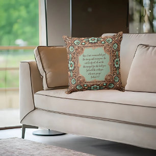 Cojín Decorativo Marco de cobre y turquesa Fillagree personalizable