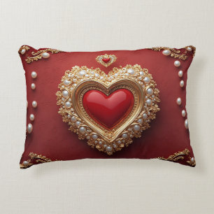 Cojín Decorativo Marco de corazón de oro elegante con detalle de pe