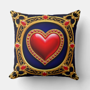 Cojín Decorativo Marco de Corazón Dorado Lujoso