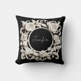Cojín Decorativo marco de flor de papel personalizado