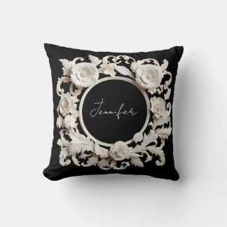 Cojín Decorativo marco de flor de papel personalizado
