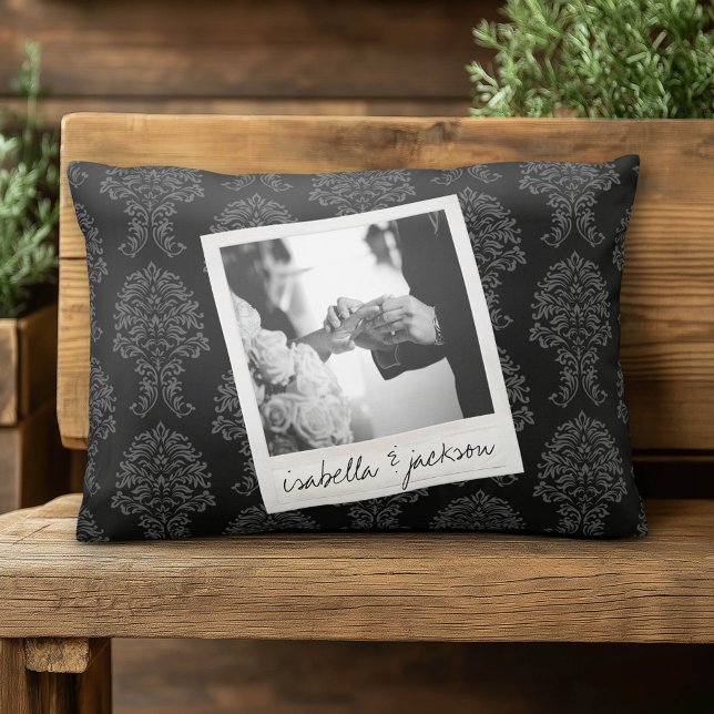 Cojín Decorativo Marco de foto de Instagram de boda Retro texto per (Custom Pillow)