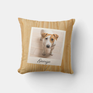 Cojín Decorativo Marco de foto de mascota de madera rústica persona
