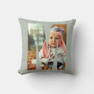 Cojín Decorativo Marco de foto inicial de Sage personalizado para b