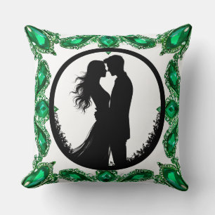 Cojín Decorativo Marco de gema esmeralda verde elegante