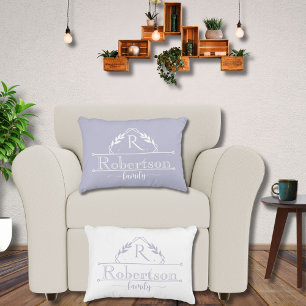 Cojín Decorativo Marco de Monograma Familiar Dividido Suave Lavanda