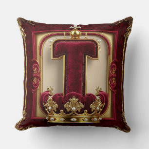 Cojín Decorativo Marco de oro lujoso con monograma coronado