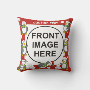 Cojín Decorativo marco de pingüinos navidades