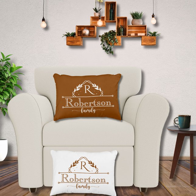 Cojín Decorativo Marco de terracota con nombre de familia y monogra (Subido por el creador)
