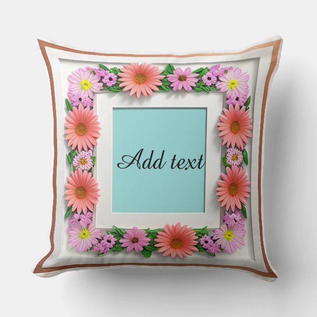 Cojín Decorativo Marco decorativo de flor (Anverso)