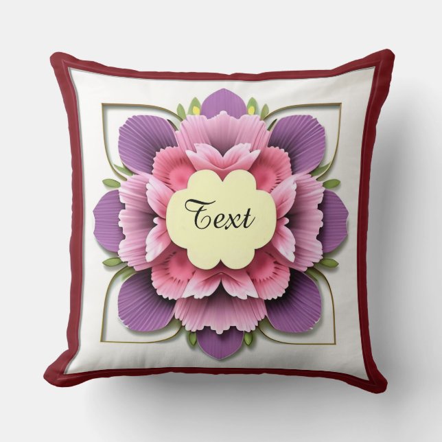 Cojín Decorativo Marco decorativo de flor (Anverso)