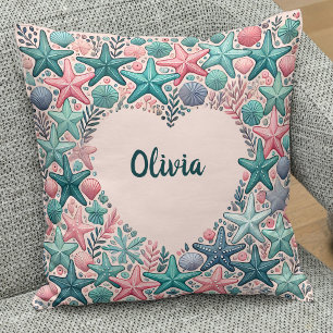 Cojín Decorativo Marco en forma de corazón con estrellas de mar col