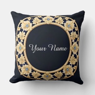 Cojín Decorativo Marco Floral Dorado Elegante