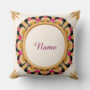 Cojín Decorativo Marco Floral Dorado Elegante