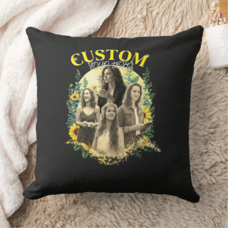 Cojín Decorativo Marco Floral Personalizado de Foto