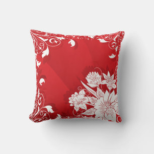 Cojín Decorativo Marco floral rojo y blanco