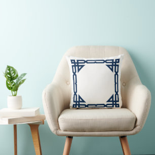 Cojín Decorativo Marco geométrico decorativo azul y blanco de la ma
