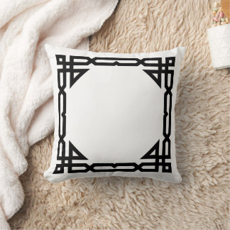 Cojín Decorativo Marco geométrico decorativo negro y blanco