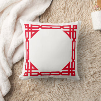 Cojín Decorativo Marco geométrico decorativo rojo y blanco